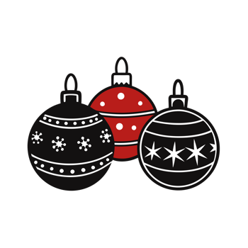 Christmas ornaments decorated with stars and dots png