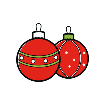 Christmas ornaments decorated with stars and dots png