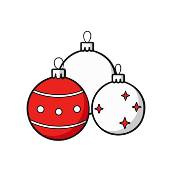 Christmas ornaments decorated with stars and dots png