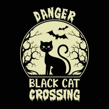 Danger Black Cat Crossing vector