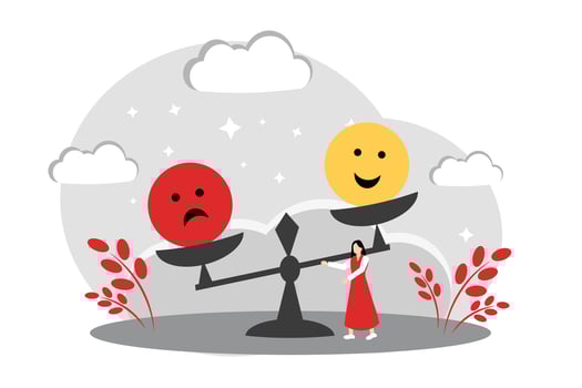 Different emotions, changes in the mood of a woman. illustration of a woman's feelings vector