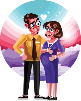 Pregnant Wife and Her Husband vector