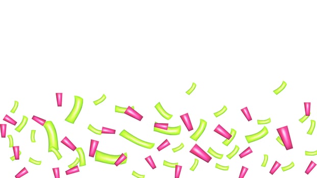 3d Confetti Firecracker Ribbon Paper Element Set. Bright colored figures fly in different directions. Poster design postcard banner web design. . vector