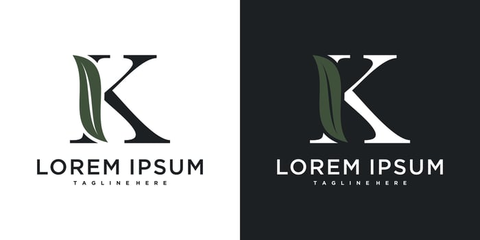 Initial letter K with leaf logo design. Premium vector