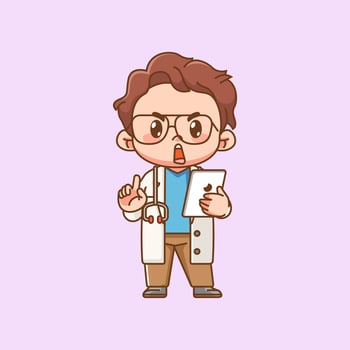Cute doctor medical personnel give advice character kawaii chibi character mascot illustration outline style design vector
