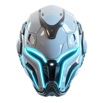 Futuristic White Helmet with Blue Neon Lights png