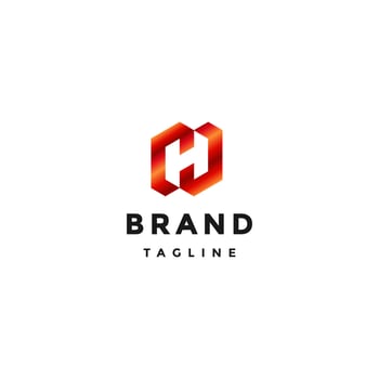 Simple Bold Initial Letter H Logo Design. Metallic Red Hexagon Initial Letter H Logo Design. vector