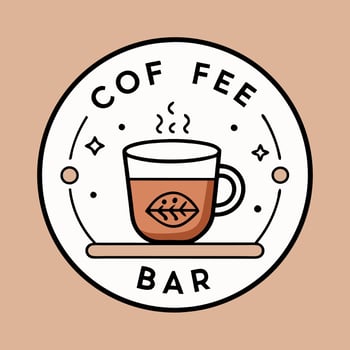 Glass coffee and chocolate on circle line emblem vector