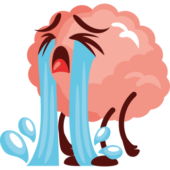 cute crying brain character png