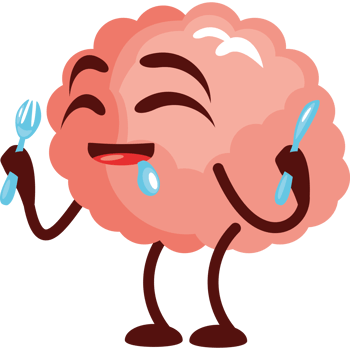cute brain with a knife and fork png