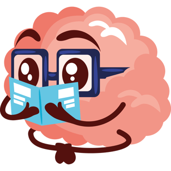 cartoon brain reading a book png