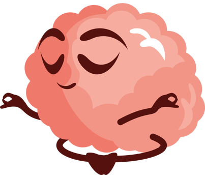 cute brain meditating cartoon png