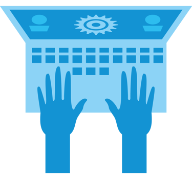 hands typing on laptop png
