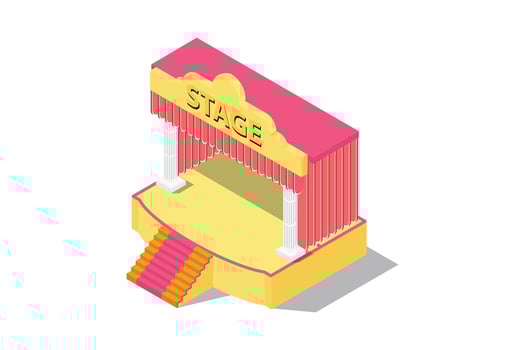 Modern isometric illustration orchestra performance stage, in White Isolated Background With People and Digital Related Asset vector