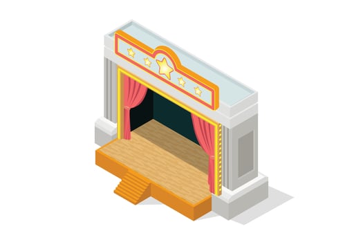 Isometric illustration orchestra performance stage vector