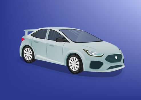 Isometric white metallic modern car. vector