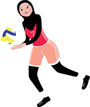 Muslim Girl in Hijab Playing Volleyball with Confidence png