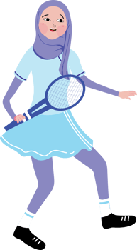 Girl Playing Tennis with Focus and Energy on the Court png