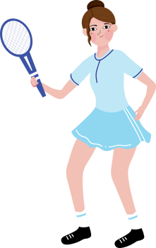 Energetic Woman Hitting Tennis Ball in Action Scene png