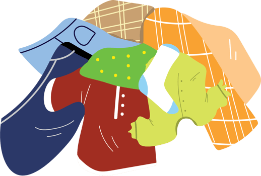 Heap of Clothing Garments Ready for Washing or Folding png