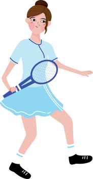 Confident Girl in Motion During Tennis Game on Court png