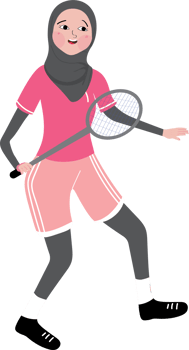 Girl Playing Badminton Outdoors with Energy and Focus png