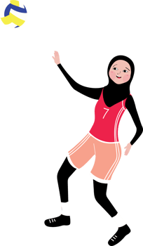 Muslim Girl in Hijab Playing Volleyball with Focus png