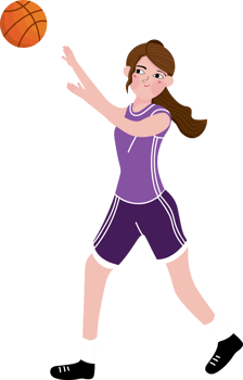 Girl Performing Basketball Skills in Competitive Play png