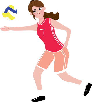Energetic Girl Playing Volleyball on Outdoor Court png