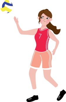 Sporty Girl Competing in a Volleyball Match png