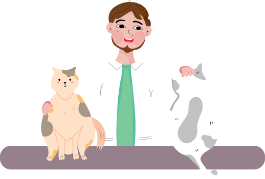 Animal Healthcare Concept with Caring Veterinarian and Pet Owners png