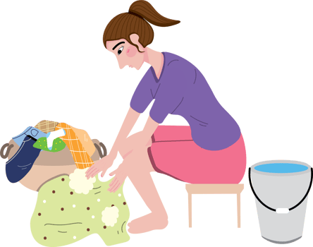 Housewife Washing Clothes by Hand png