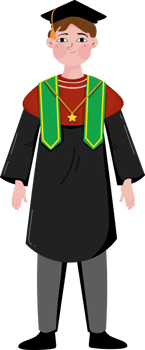 Male Student in Full Graduation Outfit Standing Proudly png
