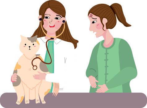 eterinarian with Pet Owner During Animal Health Checkup png