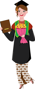 Young Woman in Graduation Attire Holding Flower Present png