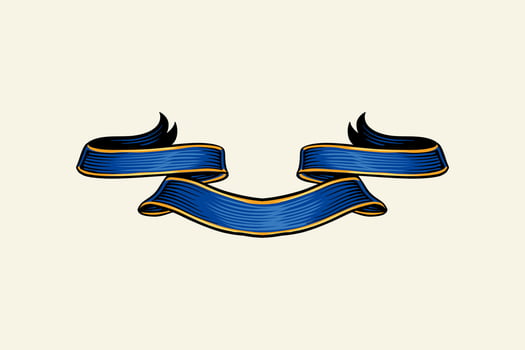 vintage style blue ribbon illustration vector