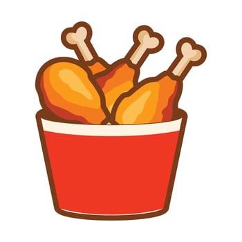 Fried chicken in a bucket Fast food snack cartoon illustration vector