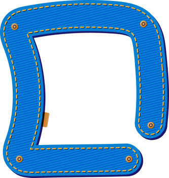 Blue Jean Denim Patch, Doodle Line png