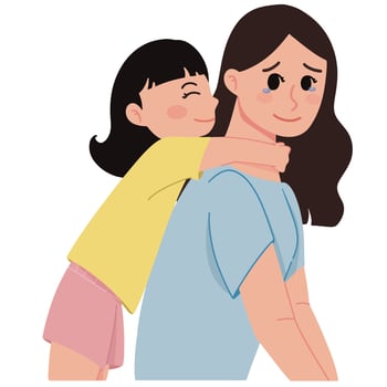 kid comforting her crying mother illustration vector