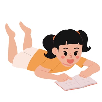 kid reading a book illustration vector