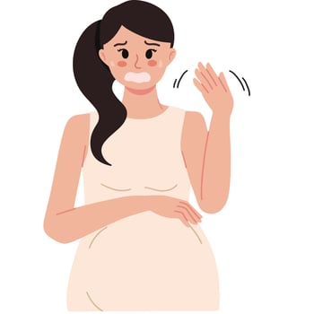 pregnant woman feeling heat wave illustration vector