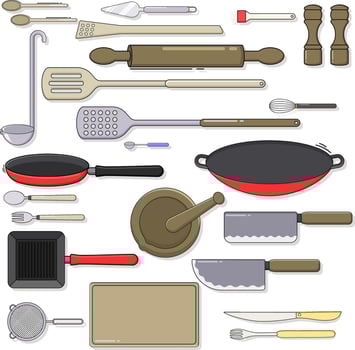 Colored kitchenware set vector