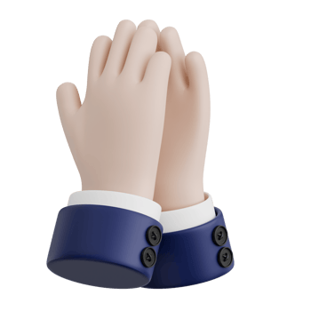 3D Rendered Hand Gesture Clap. Transparent Background png