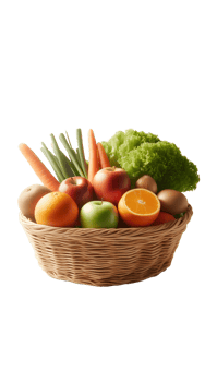 Basket with vegetables on transparent background png