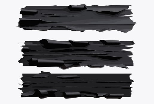 Three torn strips of elongated black paper vector