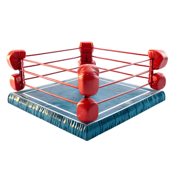 Blue Boxing Ring with Ropes Isolated on Transparent Background png