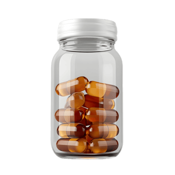Orange Capsules in Jar isolated on transparent background png