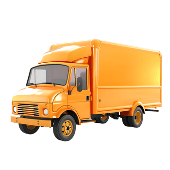 Yellow Delivery Truck Isolated on Transparent Background png