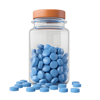 Bottle of Blue Pills Isolated on Transparent Background png