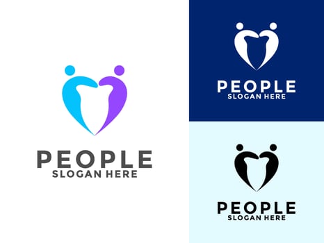People love logo design, human community logo template. symbol for teamwork, social group, community. vector